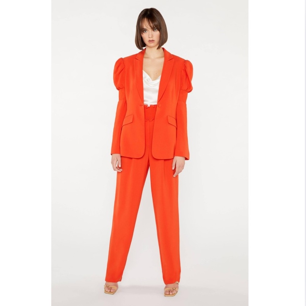 Cinq a Sept Smocked Jessi Pants in Fire Coral - Picture 9 of 13